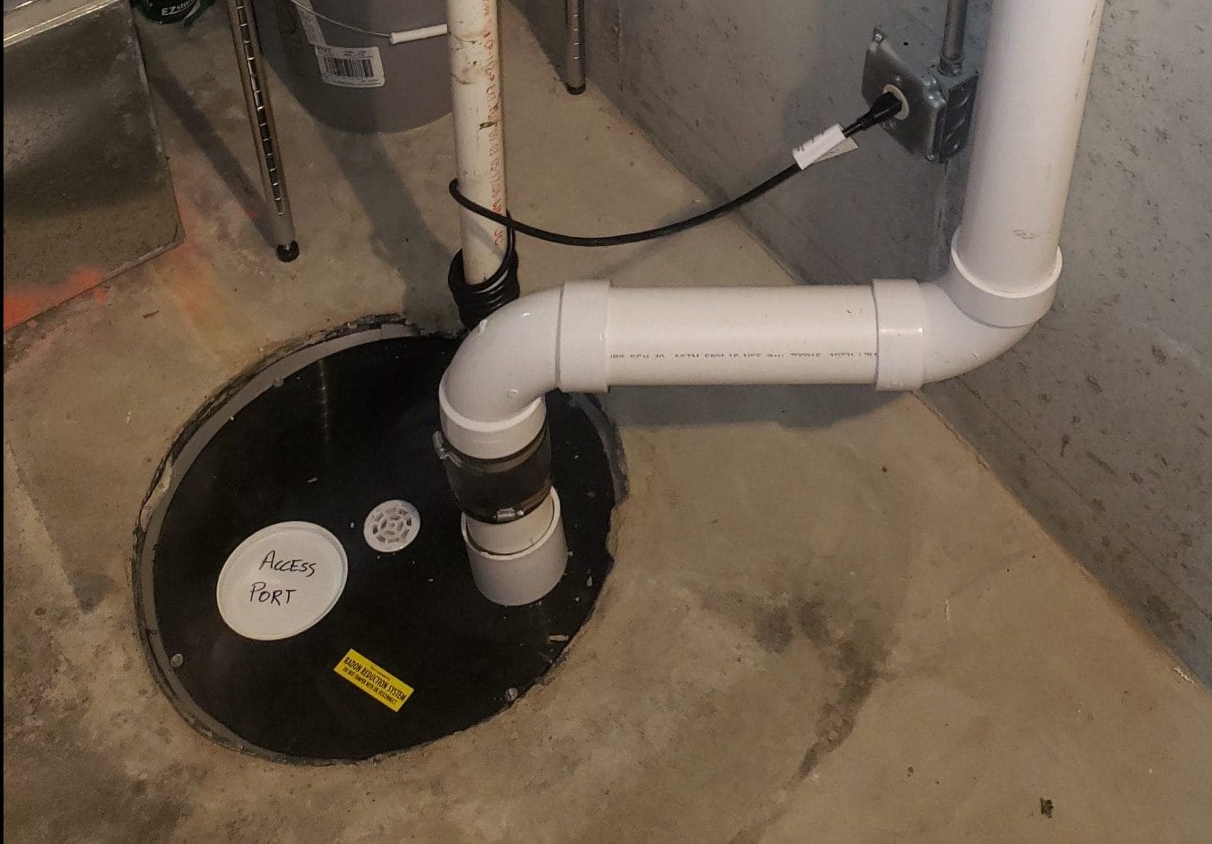 Radon Mitigation System in Basement